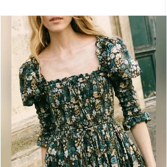 DÔEN
Bijou shirred floral-print organic cotton-voile midi dress - Picture 8 of 9